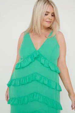 Piper Ruffle Maxi Dress - Green -Outlet Stylistae Store Piper Ruffle Midaxi Green 572
