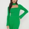Posie High Neck Cut Out Knit Top - Bright Green