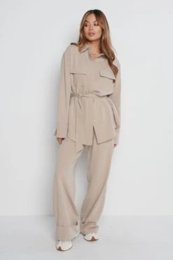 Rae Belted Shacket - Beige -Outlet Stylistae Store Rae shacket 5903