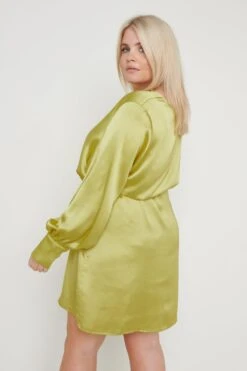 Remi Button Down Mini Dress - Chartreuse -Outlet Stylistae Store Remi Mini Dress Chartreuse 1778