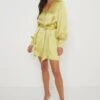 Remi Button Down Mini Dress - Chartreuse