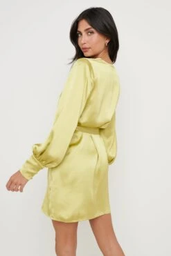 Remi Button Down Mini Dress - Chartreuse -Outlet Stylistae Store Remi Mini Dress Chartreuse 2532