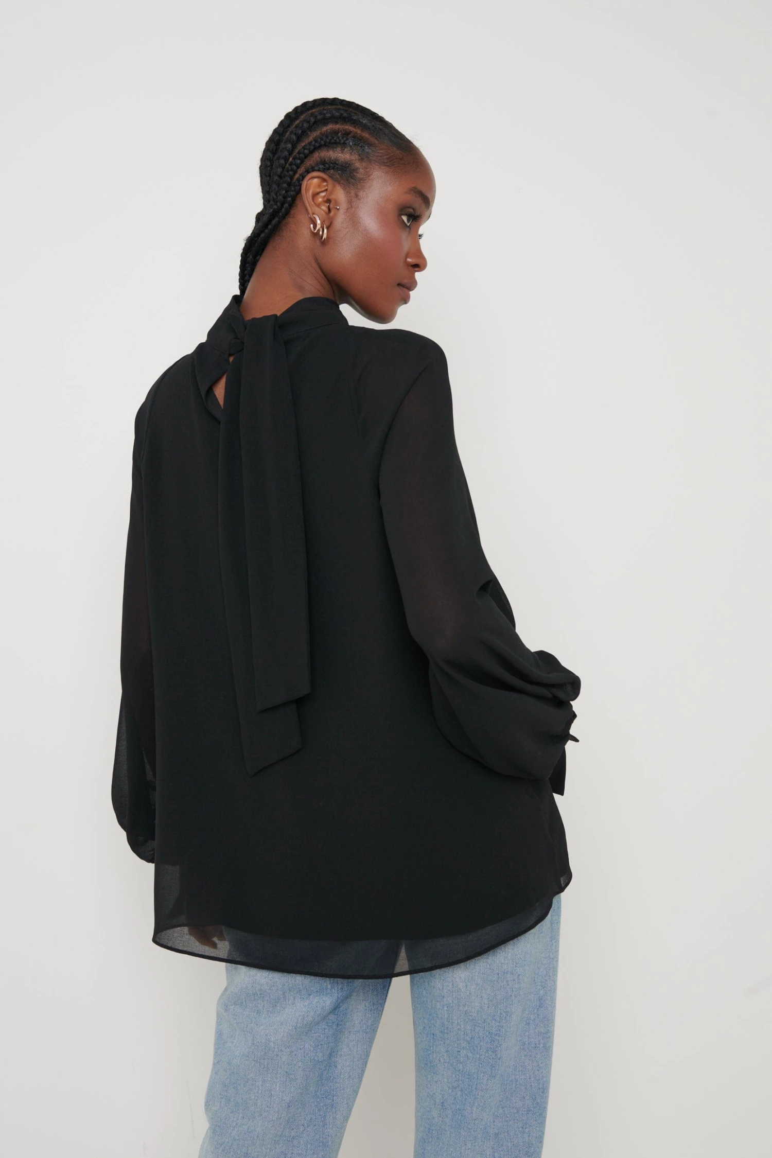 Romy Cut Out High Neck Blouse - Black 5 Romy Cut Out High Neck Blouse - Black - Image 5