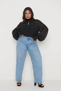 Romy Cut Out High Neck Blouse - Black 13 Romy Cut Out High Neck Blouse - Black -Outlet Stylistae Store Romy Blouse Black Curve 2586