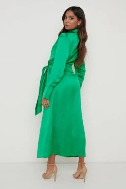 Ronnie Recycled Satin Wrap Dress - Emerald Green -Outlet Stylistae Store Ronnie Wrap Dress Green 873