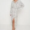 Roscoe Button Shirt Kimono Dress - Abstract Wave