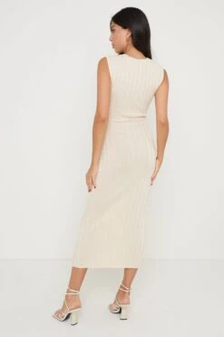 Rowan Sleeveless Knit Dress - Ecru -Outlet Stylistae Store Rowan Knit Dress Cream 1983