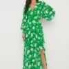 Sabrinna Backless Ruffle Dress - Green Floral