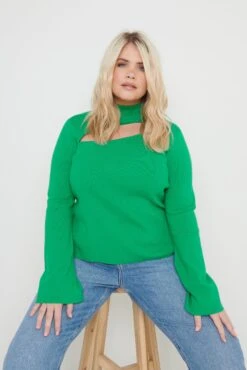 Shani Cut Out Knit Top - Bright Emerald 14 Shani Cut Out Knit Top - Bright Emerald -Outlet Stylistae Store Shani Cut Out Knit Top Emerald 1644