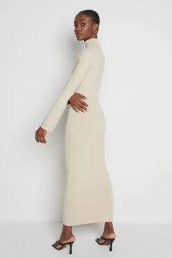 Shani Cut Out Knit Dress - Beige -Outlet Stylistae Store Shani Dress Beige 4971