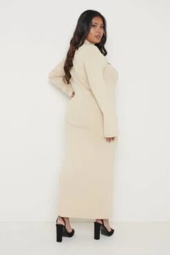 Shani Cut Out Knit Dress - Beige -Outlet Stylistae Store Shani Dress Beige 593