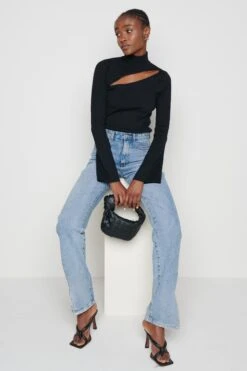 Shani Cut Out Knit Top - Black -Outlet Stylistae Store Shani top black 5094