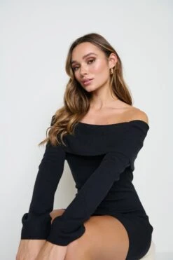 Soreya Mini Bardot Knit Dress - Black -Outlet Stylistae Store Soreya black 2580
