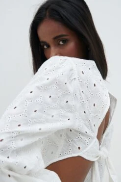 Tara Broderie Playsuit - White -Outlet Stylistae Store Tara Playsuit White 3352